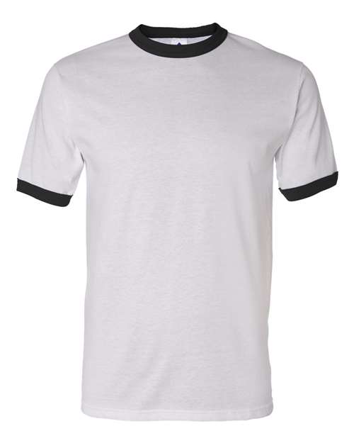 Unisex 50/50 Ringer T-Shirt - White/ Black Front