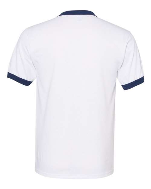 Unisex 50/50 Ringer T-Shirt - White/ Navy Back
