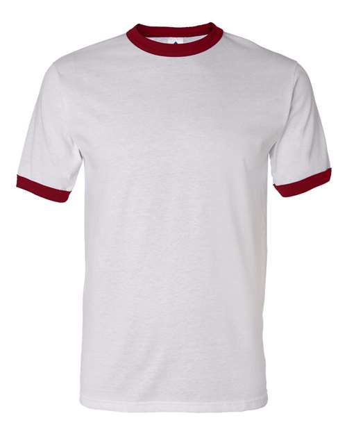 Augusta Sportswear Unisex 50/50 Ringer T-Shirt - White/ Red Front