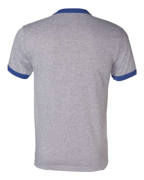 Unisex 50/50 Ringer T-Shirt - Athletic Heather/ Royal Back