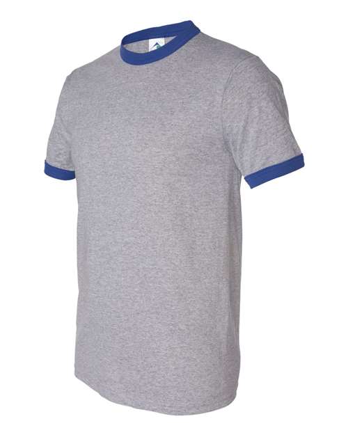 Unisex 50/50 Ringer T-Shirt - Athletic Heather/ Royal Front