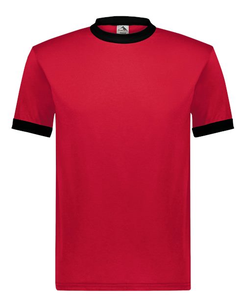 Unisex 50/50 Ringer T-Shirt - Red/ Black Front