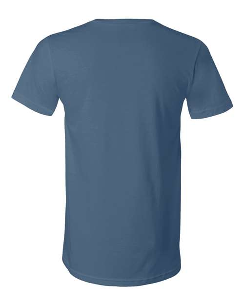 Unisex Jersey V-Neck Tee - Steel Blue Back