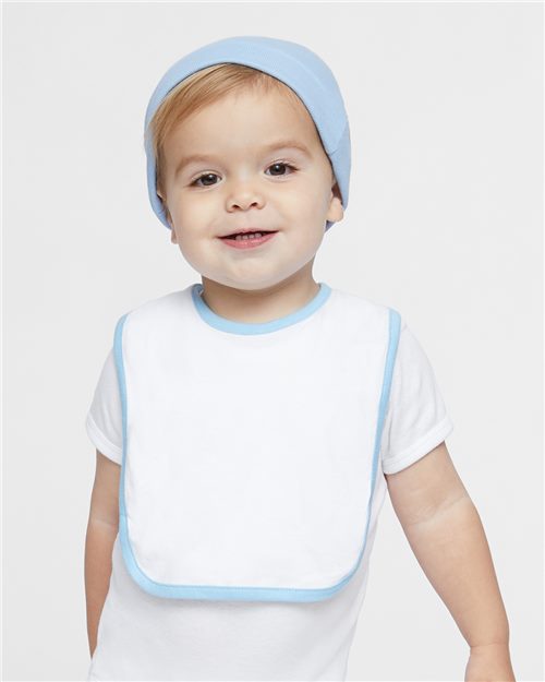 Infant Contrast Trim Premium Jersey Bib - Kelly/ Red Front