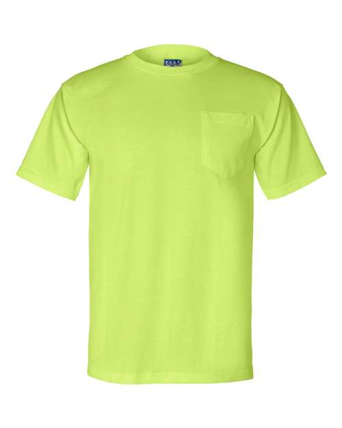 Unisex Union-Made Pocket T-Shirt - Lime Green Front