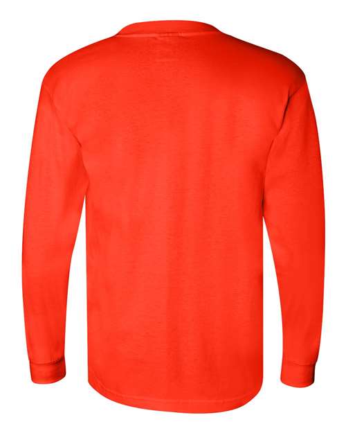 Unisex Union-Made Long Sleeve Pocket T-Shirt - Orange Back