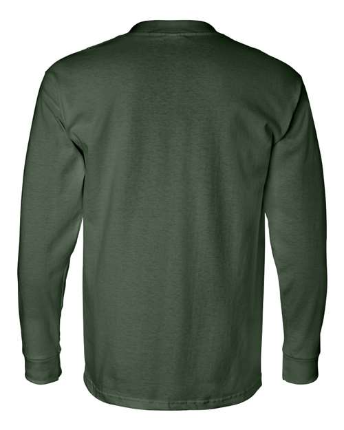 Unisex USA-Made Long Sleeve Pocket T-Shirt - Forest Green Back