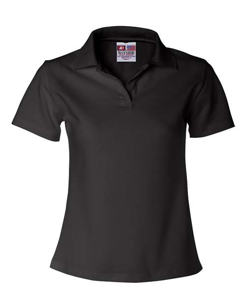 Women's USA-Made V-Neck Polo - Black Front