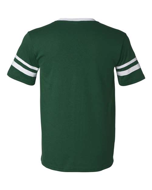 V-Neck Jersey with Striped Sleeves - Dark Green/ White Back