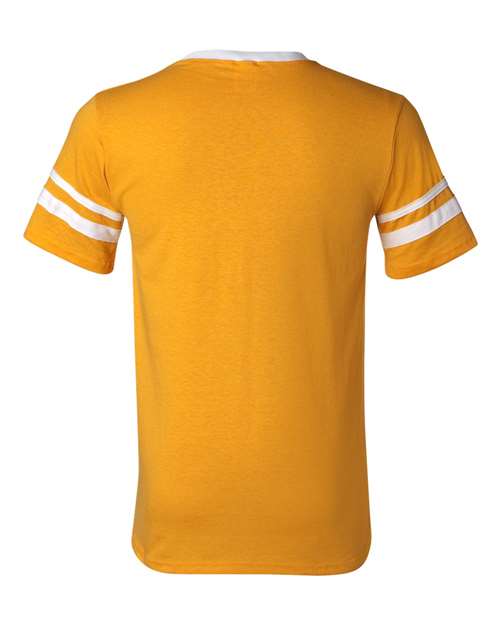 V-Neck Jersey with Striped Sleeves - Gold/ White Back