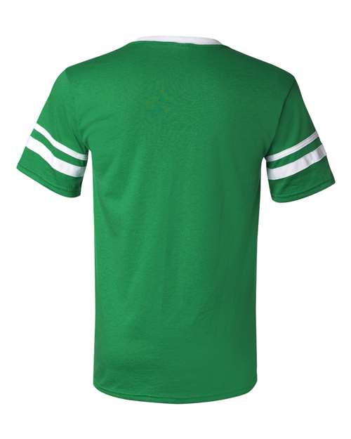V-Neck Jersey with Striped Sleeves - Kelly/ White Back
