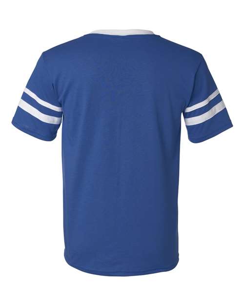 V-Neck Jersey with Striped Sleeves - Royal/ White Back