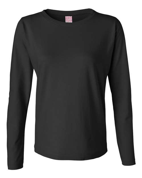 Women's Long Sleeve Premium Jersey Tee - Black Front