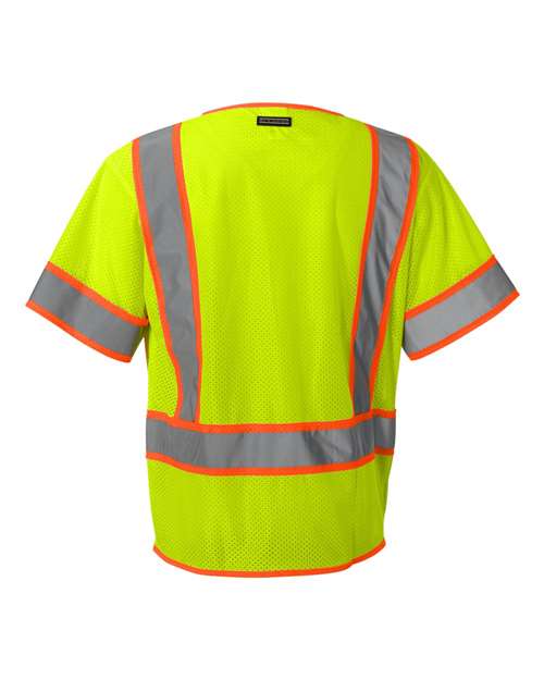 Unisex Ultra-Cool™ Six-Pocket Mesh Surveyor’s Vest - Lime Back