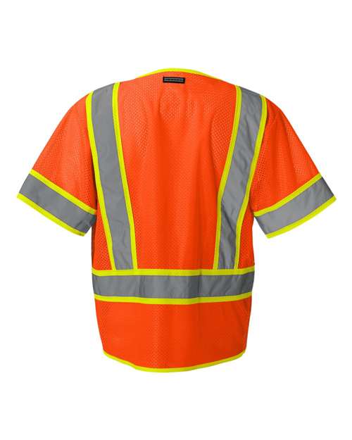Unisex Ultra-Cool™ Six-Pocket Mesh Surveyor’s Vest - Orange Back