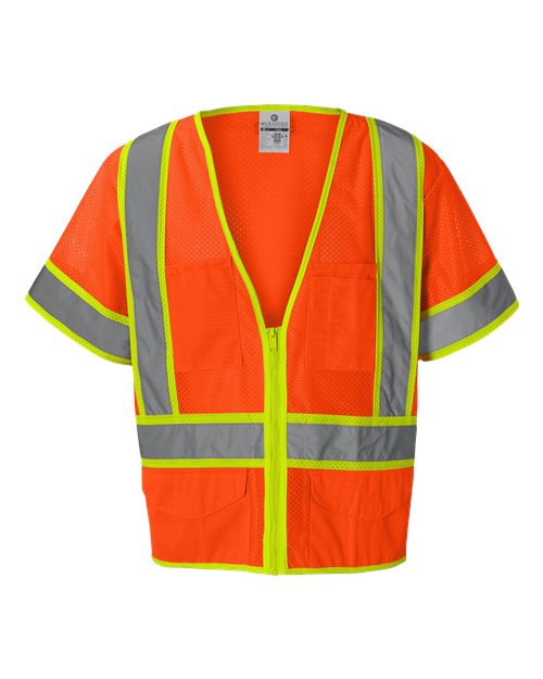 Unisex Ultra-Cool™ Six-Pocket Mesh Surveyor’s Vest - Orange Front