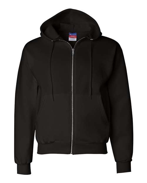 Unisex Powerblend® Full-Zip Hooded Sweatshirt - Black Front
