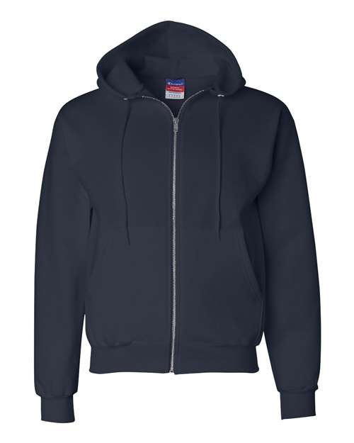 Unisex Powerblend® Full-Zip Hooded Sweatshirt - Navy Front
