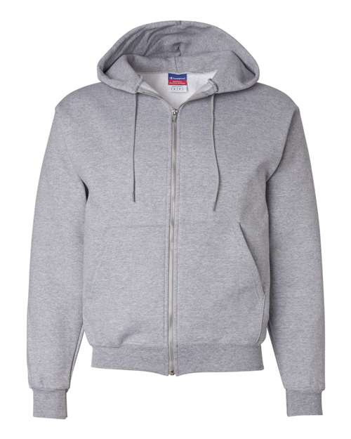 Unisex Powerblend® Full-Zip Hooded Sweatshirt - Light Steel Front