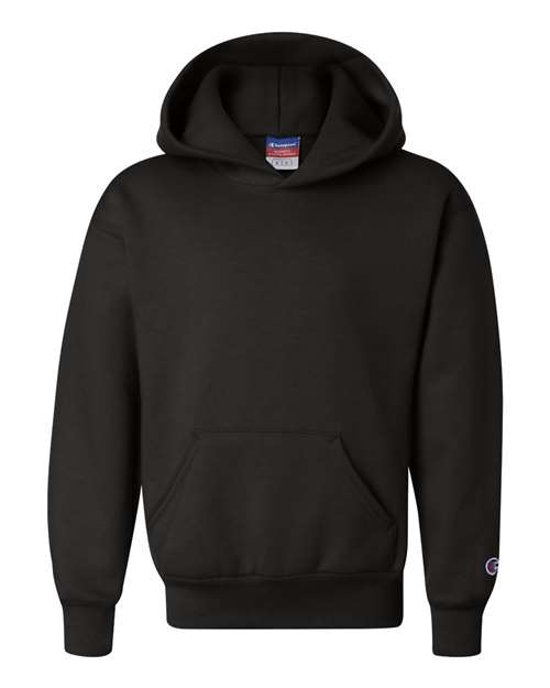 Youth Powerblend® Hooded Sweatshirt - Black Front
