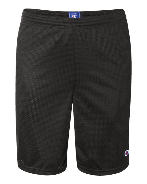 Unisex 9" Mesh Shorts with Pockets - Black Front