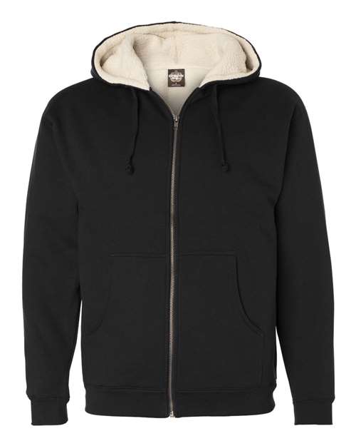 Men's Sherpa-Lined Full-Zip Hooded Sweatshirt - Black/ Natural Front