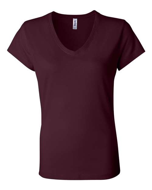 Women’s Jersey V-Neck Tee - Maroon Front