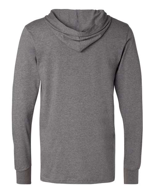 Unisex Jersey Hooded Long Sleeve Tee - Deep Heather Back