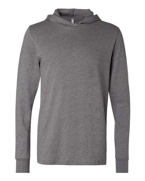 Unisex Jersey Hooded Long Sleeve Tee - Deep Heather Front