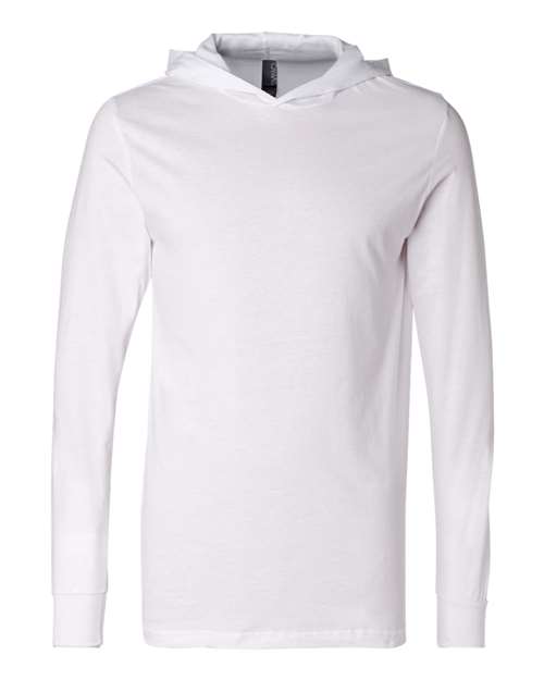 Unisex Jersey Hooded Long Sleeve Tee - White Front