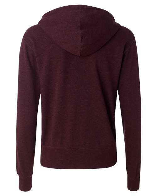 Unisex Heathered French Terry Full-Zip Hooded Sweatshirt - Burgundy Heather Back