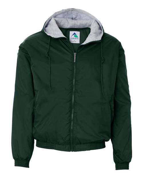 Unisex Fleece Lined Hooded Jacket - Dark Green Front