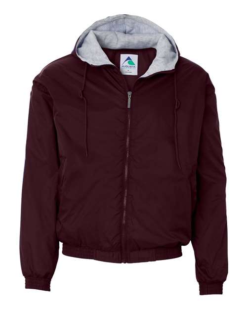 Unisex Fleece Lined Hooded Jacket - Maroon Front