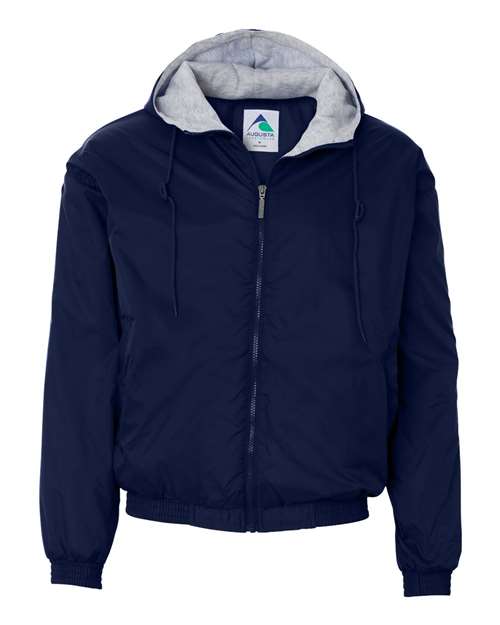 Unisex Fleece Lined Hooded Jacket - Navy Front