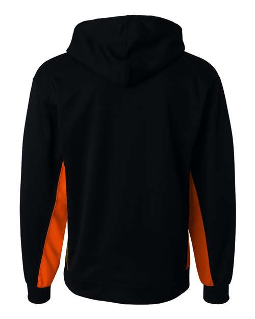 Men's Performance Fleece Hooded Sweatshirt - Black/ Burnt Orange Back