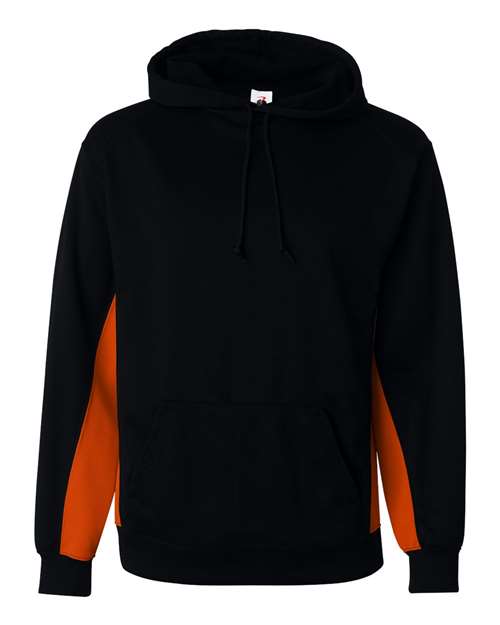 Men's Performance Fleece Hooded Sweatshirt - Black/ Burnt Orange Front