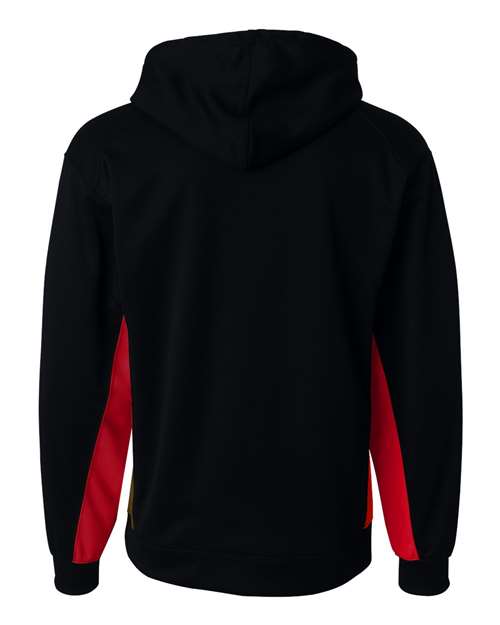 Men's Performance Fleece Hooded Sweatshirt - Black/ Red Back
