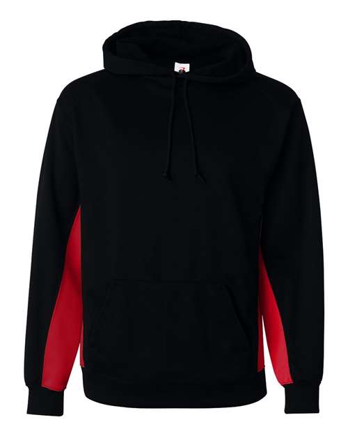Men's Performance Fleece Hooded Sweatshirt - Black/ Red Front