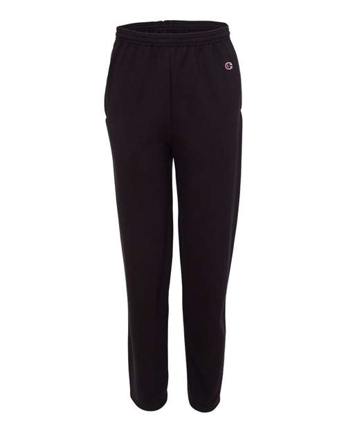 Men's Powerblend® Open-Bottom Sweatpants with Pockets - Black Front