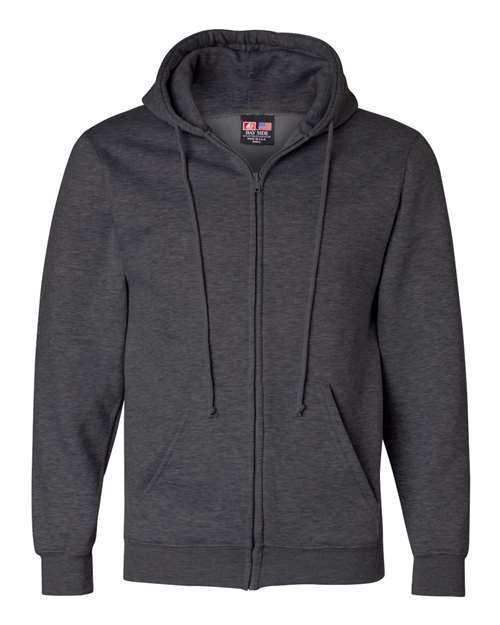 Unisex USA-Made Full-Zip Hooded Sweatshirt - Charcoal Heather Front