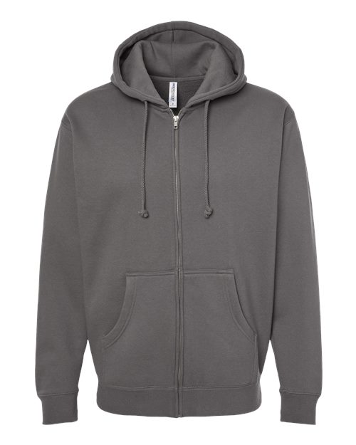 Unisex Heavyweight Full-Zip Hooded Sweatshirt - Solid Charcoal Front