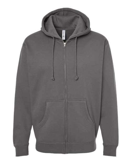 Independent Trading Co. Unisex Heavyweight Full-Zip Hooded Sweatshirt - Solid Charcoal Front
