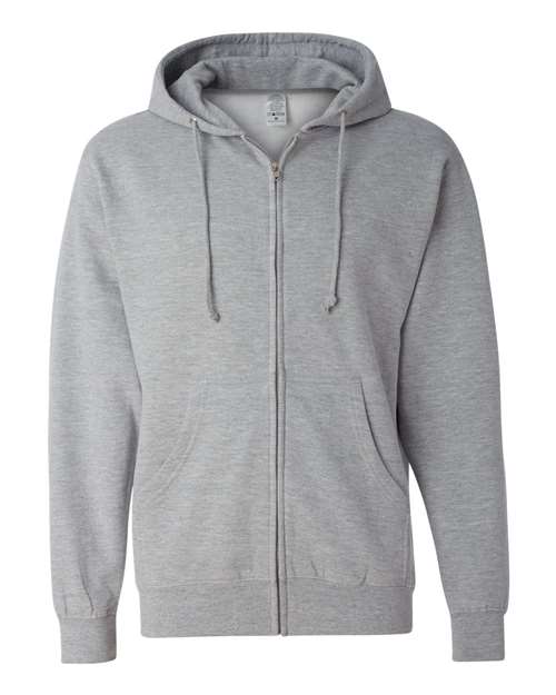 Unisex Midweight Full-Zip Hooded Sweatshirt - Grey Heather Front