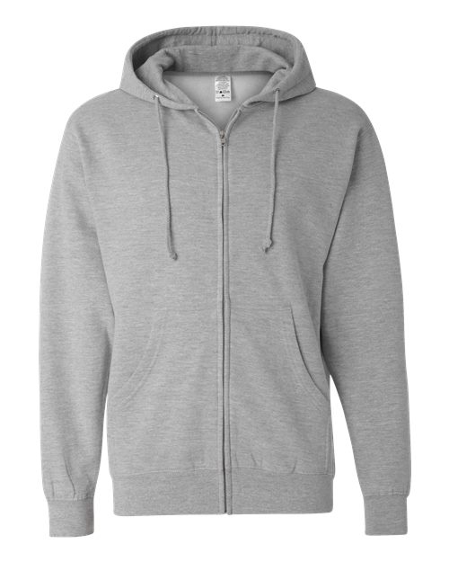 Independent Trading Co. Unisex 8.5 oz. Midweight Full-Zip Hooded Sweatshirt - Grey Heather Front