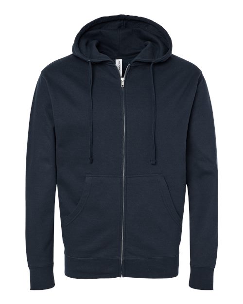 Unisex Midweight Full-Zip Hooded Sweatshirt - Navy Front
