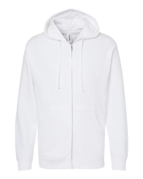 Unisex Midweight Full-Zip Hooded Sweatshirt - White Front