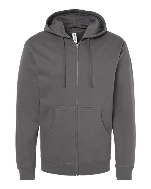 Unisex Midweight Full-Zip Hooded Sweatshirt - Charcoal Front