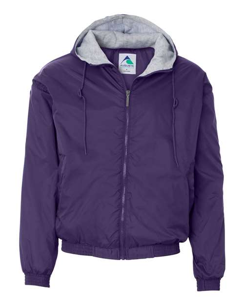 Unisex Fleece Lined Hooded Jacket - Purple Front