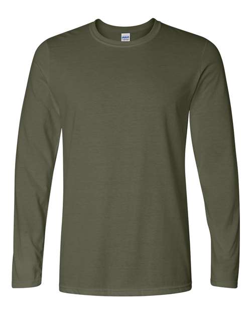 Gildan Unisex Softstyle® Long Sleeve T-Shirt - Military Green Front