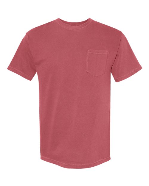 Unisex Garment-Dyed Heavyweight Pocket T-Shirt - Crimson Front